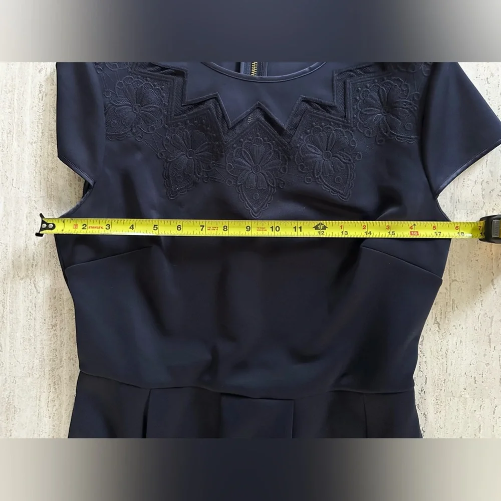 Ted Baker London Navy Cheskka Lace & Mesh Skater Dress | Ted Size 4 / US 10 - Picture 11 of 16